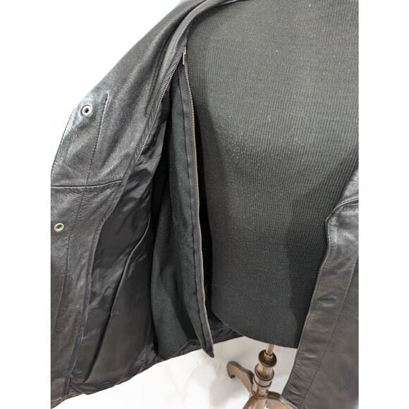 NWOT! GUESS! SUPPLE SOFT BLACK GENUINE LEATHER WOOL ZIP LINER JACKET, COAT!SZ XL - Picture 8 of 14